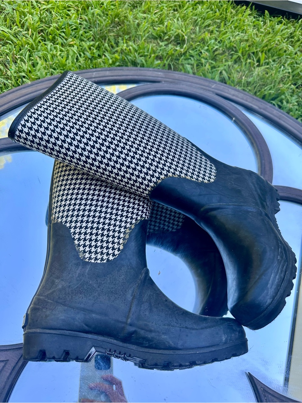 Ralph Lauren Black & White Houndstooth Tote Panel